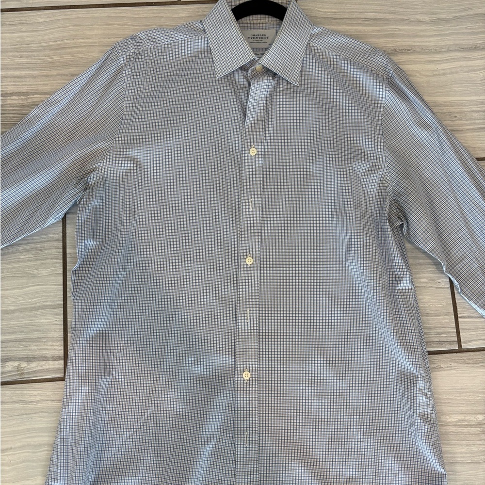Charles Tyrwhitt Men's Blue Checkered Shirt